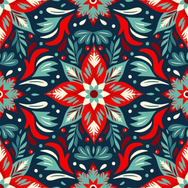 Kaliteli, koyu bir Noel senfonisi. Çiçek motifleri, pürüzsüz desenler, kumaş bezi, kırmızı mavi, doğanın sınırsız güzelliği.