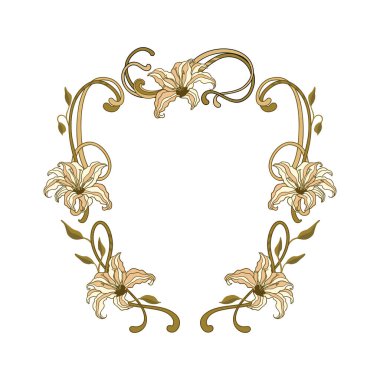 Zarif Dekoratif Zambaklar Çağdaş Sanat Çerçevesi Boho Sınır Bohem Çiçekleri Halk Çiçeği Klasik Sancak Arkaplanı