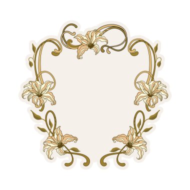 Zarif Dekoratif Zambaklar Çağdaş Sanat Çerçevesi Boho Sınır Bohem Çiçekleri Halk Çiçeği Klasik Sancak Arkaplanı