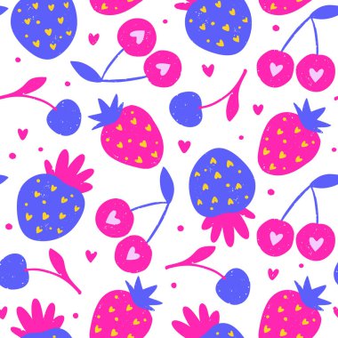 Tropikal Egzotik Meyve Örnekleri Çilek Boya Kalemi Doku Yazı Vektör Karikatürü Kusursuz Soyut Tebeşir Organik Yazısı