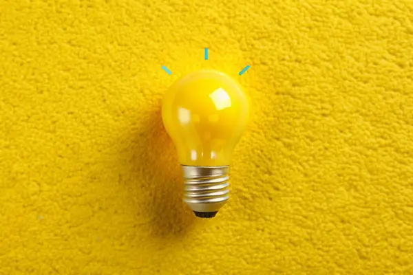 stock image Business creativity and inspiration flat lay with cartoon lightbulb