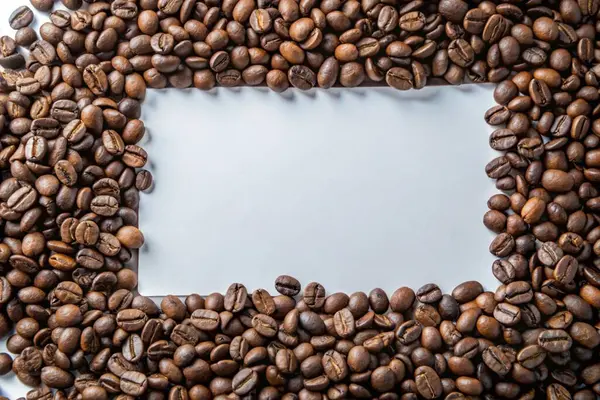 stock image Coffee beans with copy space isolated on white background