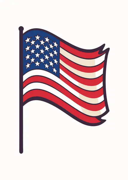 stock vector Waving American flag illustration on white background