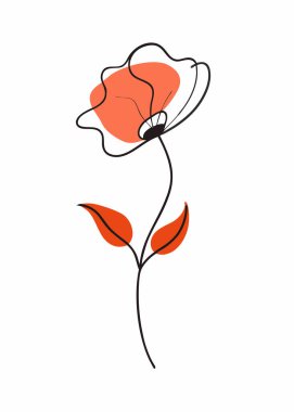 Colorful minimal Flower continuous line art design on white background