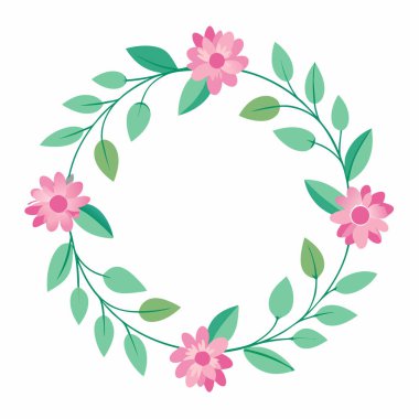 Flowers wreath vector on white background