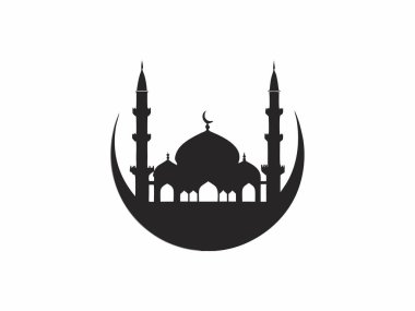 Mosque silhouette vector on white background