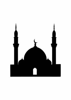 Mosque silhouette vector on white background