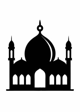 Mosque silhouette vector on white background