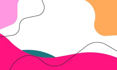 Modern minimalist, el çizimi soyut arka plan dalgalar ve canlı renklerle şekiller. Basit modayı düz vektör illüstrasyonu.