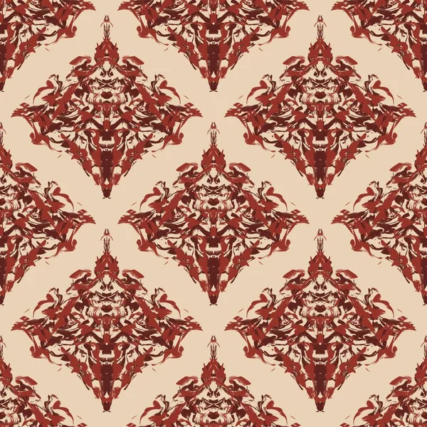 Etnik damask desenli kırmızı ton. Kumaş, nakış, perde, fayans, halı, arkaplan ve duvar kağıdı için tasarım