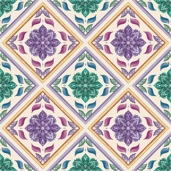 Bej arka planda etnik Mandala Çiçeği Şekli, arka plan, fayans, halı, duvar kağıdı, giysi, ambalaj, Batik, kumaş için geleneksel desen. Çizim nakış biçimi