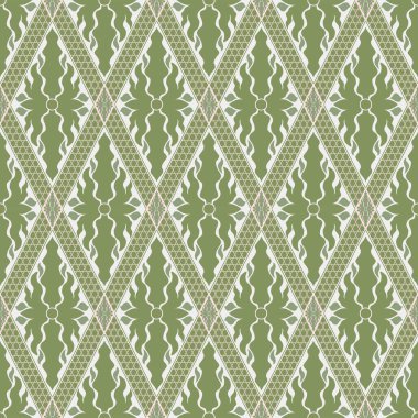 Geleneksel etnik pürüzsüz desenli damaske yosun tarzı