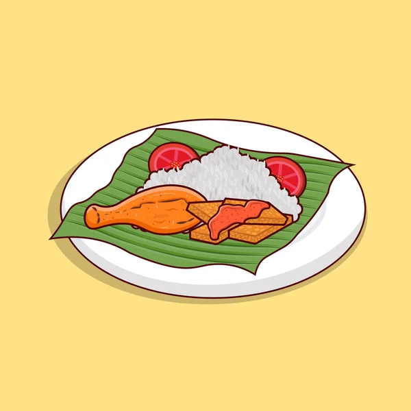 Pilav, tavuk, tempo, yeşil yapraklı domates dilimi ve yemek ikonu için detaylandırılmış tofu. Menü Asya yemek simgesinin çizimi