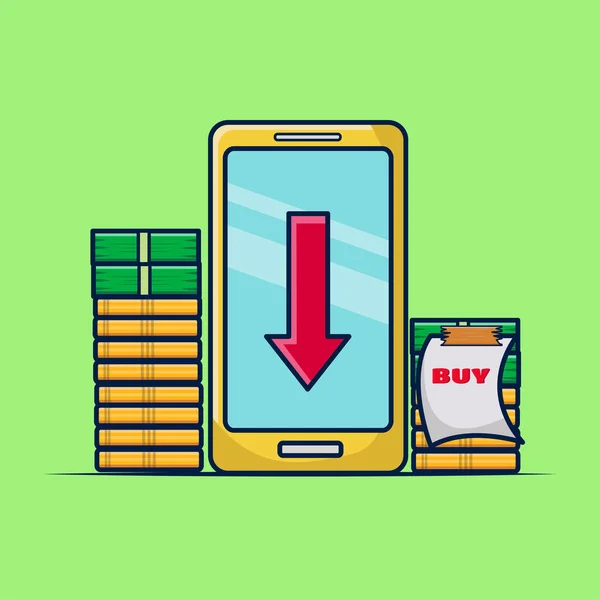 Ticaret için resim, büyüme grafiği vektör illüstrasyonlu sikke