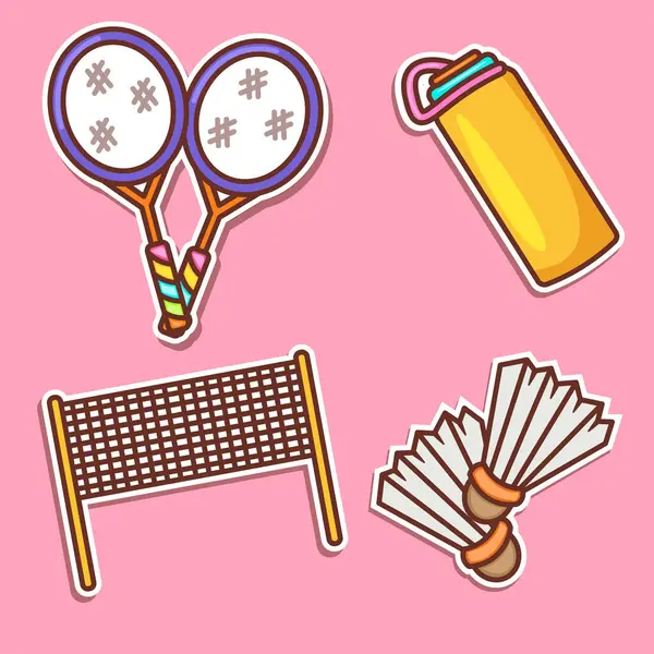 Badminton vektör etiketi tasarımı çizimi
