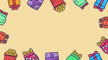 hediye kutusu mevcut animasyon 4k video renkli arkaplan üzerinde canlandırıldı