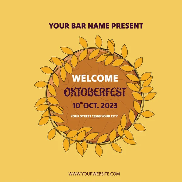 Oktoberfest bira festivali kutlaması için vektör düz illüstrasyon, Oktoberfest posta şablonu