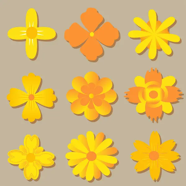 Icon set of flower, summer flower, spring flowers illustration vector design