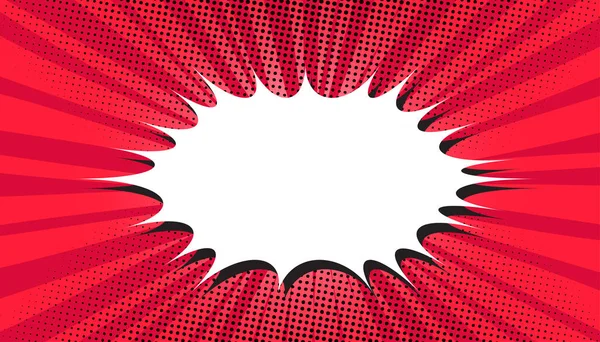 Çizgi film geçmişi, Pop Art Red çizgi roman karikatürü. nokta desenli yarım ton soyut arkaplan. Vektör yarım ton çizimi. Komik süper kahraman metni, konuşma balonu, mesaj için klasik arkaplan.