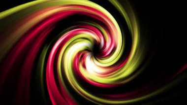 Parlak kırmızı ve sarı ışık ışını soyut bükülmüş tünel hareketi, soyut dönen sarmal desen renk animasyon arka planı, kıvrılmış çizgilerle modern hareket dekorasyonu, parlayan dönen dönen