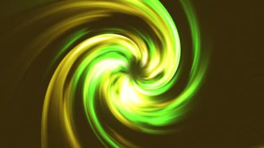 Parlak yeşil ve sarı ışık ışını soyut bükülmüş tünel hareketi, soyut dönen sarmal desen renk animasyon arka planı, kıvrımlı modern hareket dekorasyonu, parlayan çizgiler