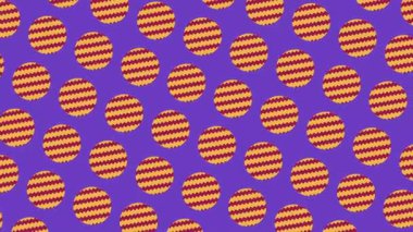 enerjik ve canlı zigzag daire deseni. Mor arka planda izole edilmiş eğlenceli ve modern geometrik bir estetik.