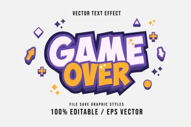 Metin efektleri üzerindeki premimium oyun tekrar düzenlenebilir, uygun poster, beyaz arkaplan şablonu.