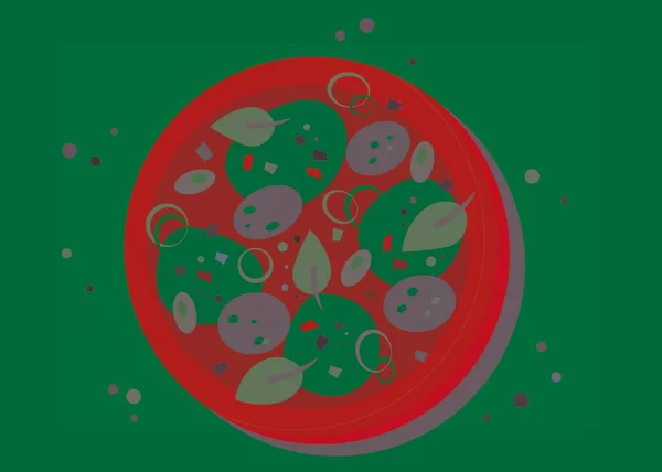 Піца Кругла Зеленому Тлі — стокове фото