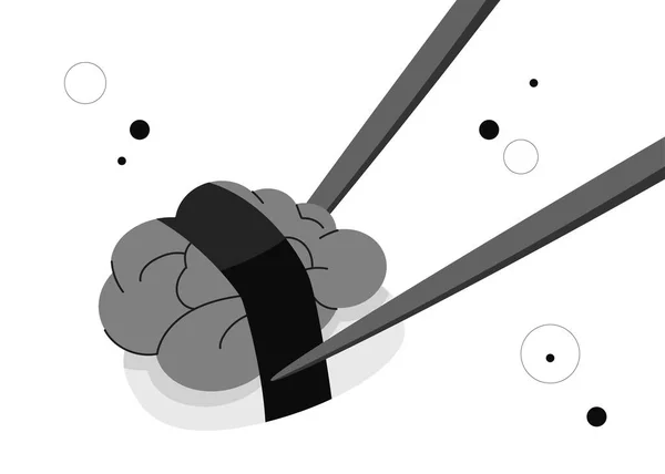 Векторная Иллюстрация Мозговых Суши Палочки Еды Суши Мозгами Черно Белая — стоковое фото