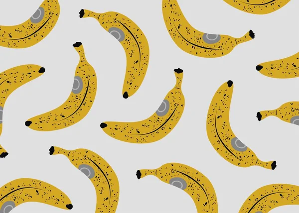 Padrão Banana Frutos Amarelos Padrão Ilustração Vetor Fundo Cinza Bananas — Fotografia de Stock