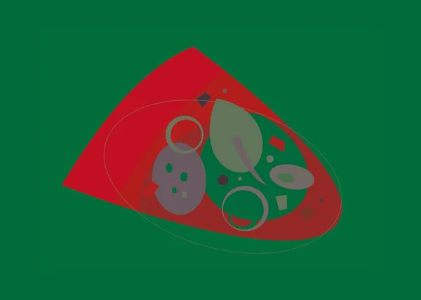 Ιταλική Πίτσα Φέτα Εικονογράφηση Πράσινο Φόντο Εικόνα Αρχείου