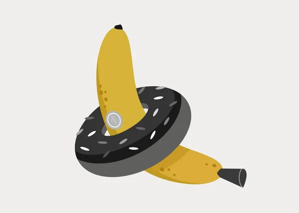 Μπανάνα Και Ντόνατ Παστέλ Φόντο Εικόνα Αρχείου