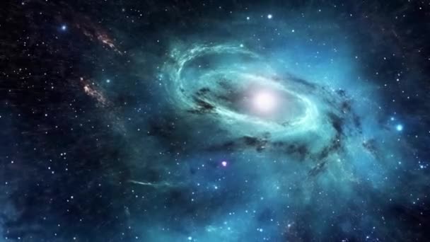 Voando Velocidade Luz Para Galáxia Azul Através Espaço Imagens Alta — Vídeo de Stock