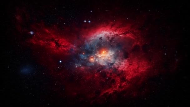 Sınırsız Uzayda Büyük Kırmızı Nebula Diğer Galaksilere Bir Yolculuk Yüksek — Stok video