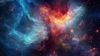 Güzel renkli bir nebula. Yoğun bir galaksi. Yüksek kalite 4k görüntü