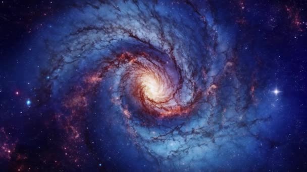 大きな青い渦巻銀河 宇宙旅行 高品質4K映像 — ストック動画