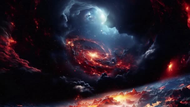 Video Muestra Exoplaneta Una Galaxia Roja Giratoria Increíble Nuevo Mundo — Vídeo de stock