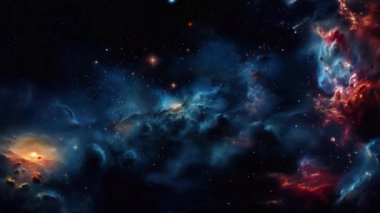 Nebula uzayda sürükleniyor ve kozmik manzaranın büyüleyici manzaralarını oluşturuyor. Yüksek kalite 4k görüntü