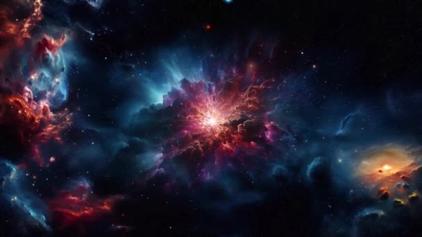 Vídeo Que Transporta Para Cantos Remotos Cosmos Onde Estrelas Galáxias — Vídeo de Stock