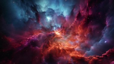 Görkemli kozmik nebula, göksel gazların ve yıldız kalıntılarının göksel duvar halısı, evrenin harikalarını sergiliyor. Yüksek kalite 4k görüntü