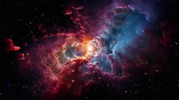 Space Nebula 구름의 형태로 기체로 영역으로 공간을 가로질러 있으며 별들로 — 비디오