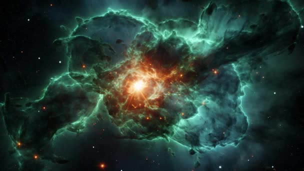 Majestätisk Kosmisk Nebulosa Himmelsk Väv Himmelska Gaser Och Stjärnrester Som — Stockvideo