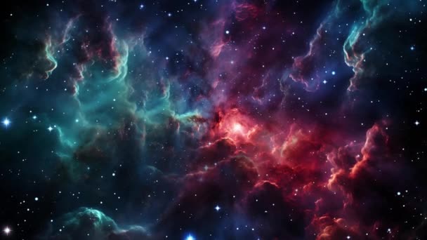 Space Nebula 구름의 형태로 기체로 영역으로 공간을 가로질러 있으며 별들로 — 비디오