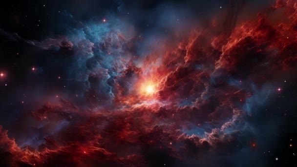 Kosmiczna Mgławica Struktura Chmuropodobna Pyłu Gazu Gwiazd Tworząca Hipnotyzujący Efekt — Wideo stockowe