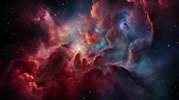 Космическая Туманность Облачная Структура Состоящая Пыли Газа Звезд Создающая Завораживающий — стоковое видео