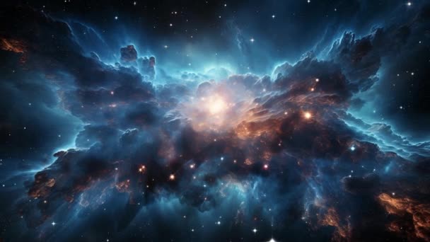 Космическая Туманность Газообразная Область Виде Диффузного Облака Распространяющаяся Космическому Пространству — стоковое видео