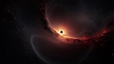 Galaksinin kıyısındaki bir kara delik. İlginç yeni bir dünya. Yüksek kalite 4k görüntü