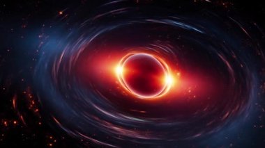Bir kara deliğin yörüngesinde iki mega yıldızı olan bir galaksi. Yüksek kalite 4k görüntü