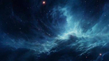 Uzayda mavi nebula. İnanılmaz uzay ve galaksiler. Yüksek kalite 4k görüntü