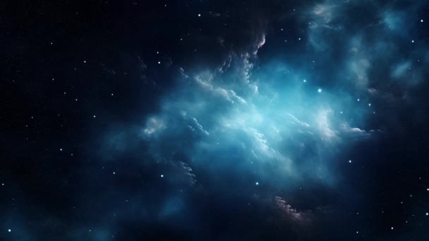Μπλε Νεφέλωμα Στο Διάστημα Καταπληκτικό Διάστημα Και Γαλαξίες Υψηλής Ποιότητας — Αρχείο Βίντεο